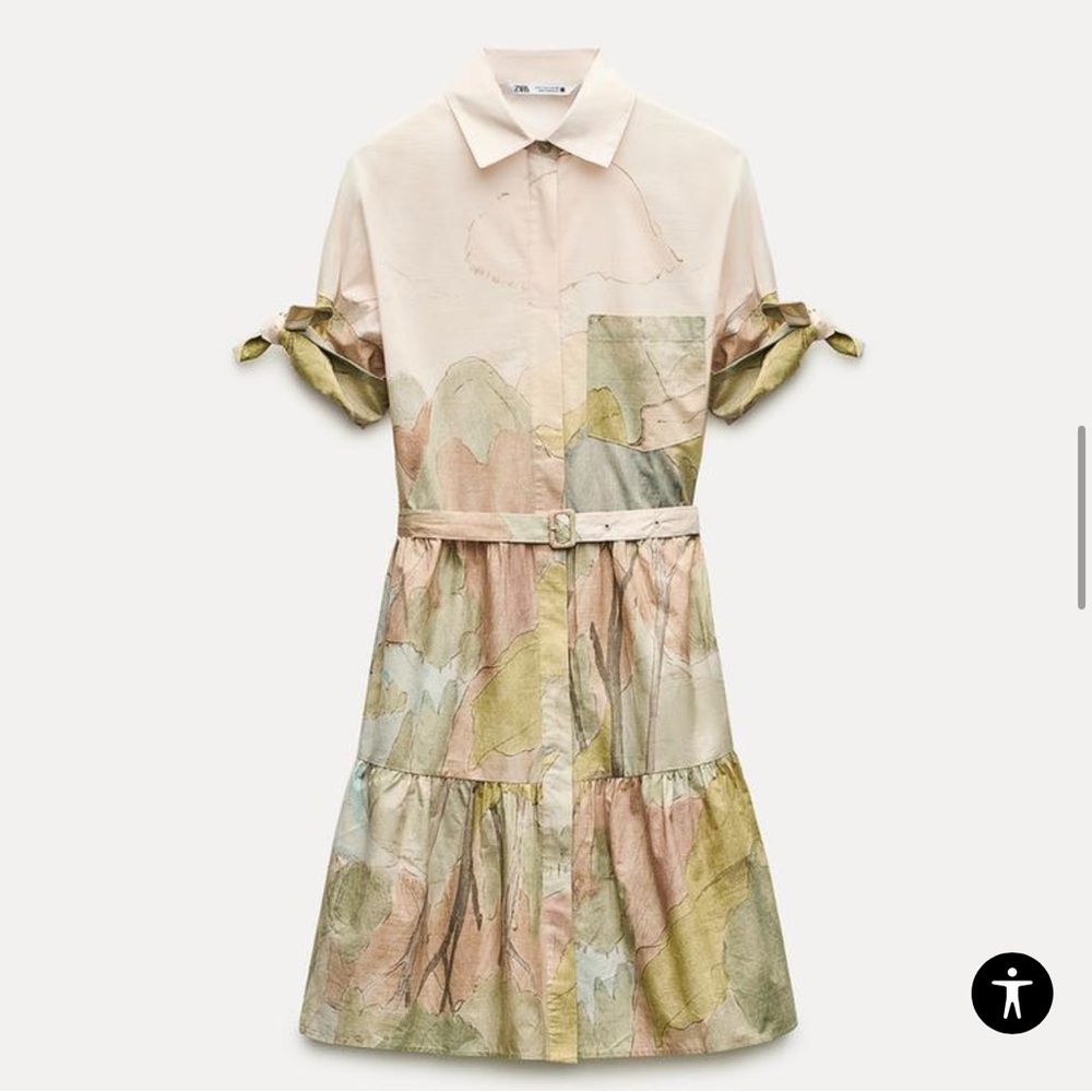 Zara Cream and Pastel Multicolor Shirt Dress - Picture 5 of 14